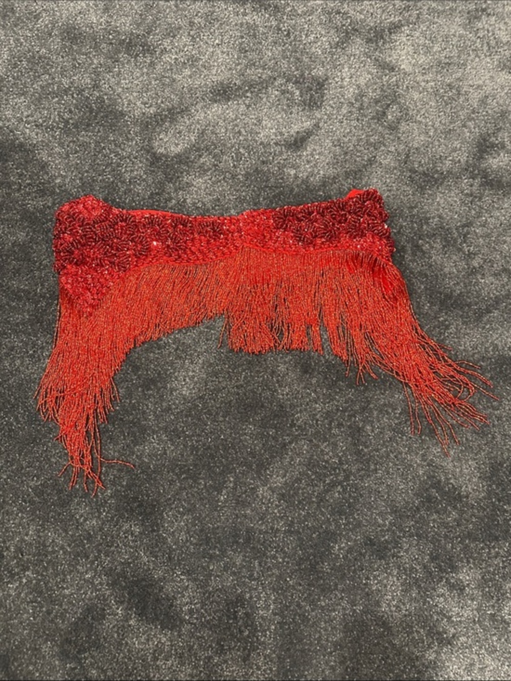 Hand-Beaded Red Fringe Statement Belt beaded belly dancer skirt lingerie costume